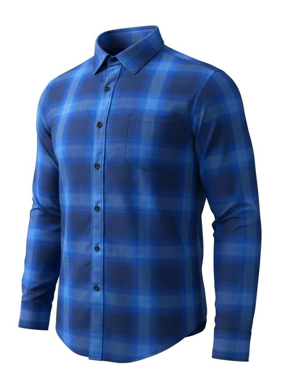 CLAIBORNE Mens Oxford Style Front Button Long Sleeve Shirt Blue Plaid SZ XL